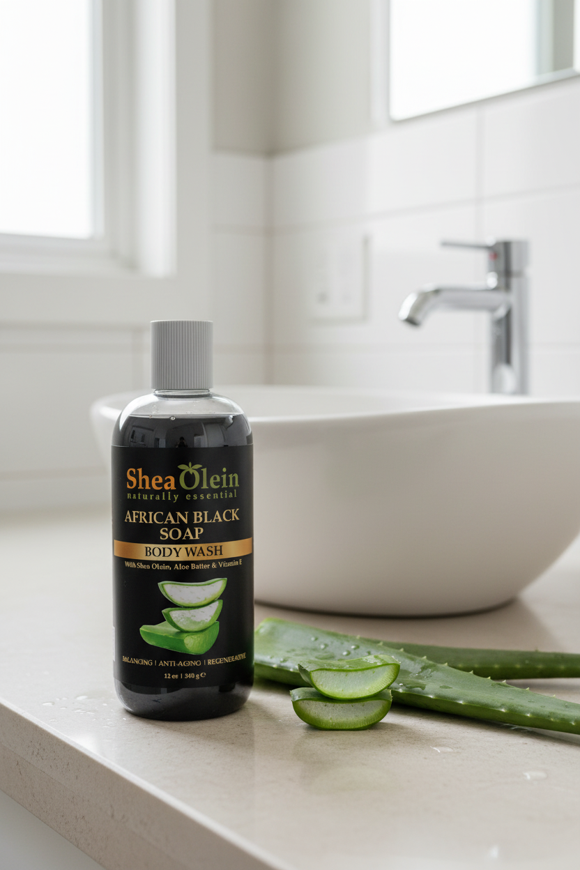 SHEA OLEIN BODY WASH 12oz BOTTLE | AFRICAN BLACK SOAP