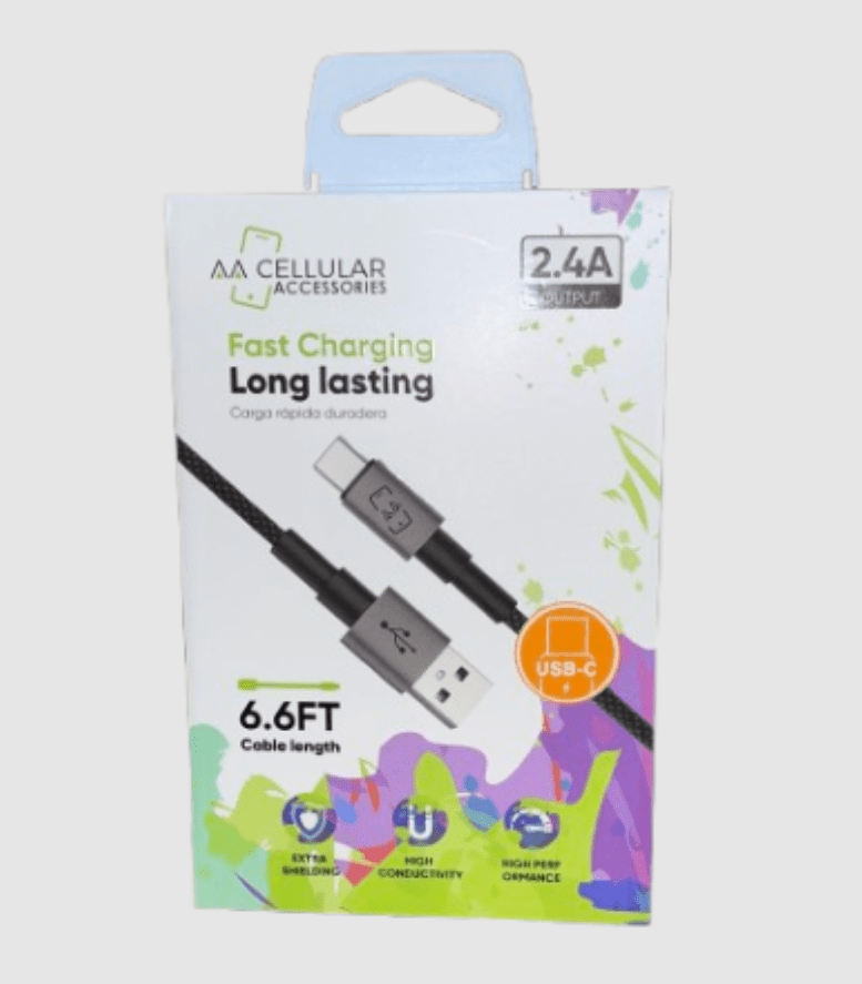 AA - Fast Charging Long Lasting 6.6FT 2.4A UC06 - BLACK - SmellsPlus