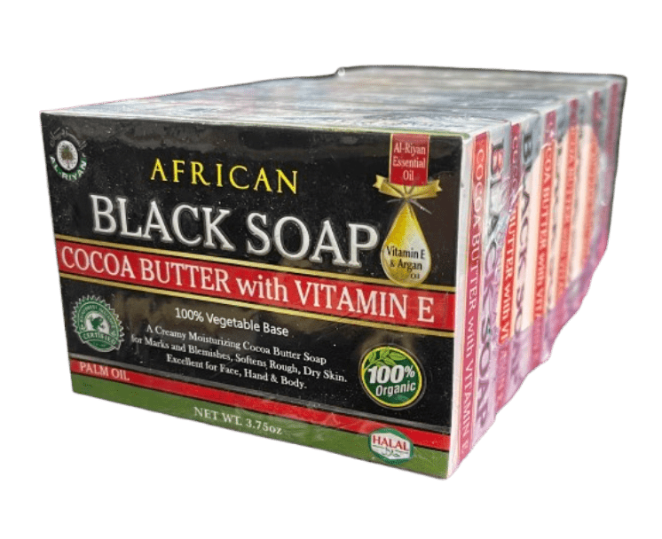 AL - RIYAN AFRICAN BLACK SOAP COCOA BUTTER 6CT SOAP BARS - SmellsPlus