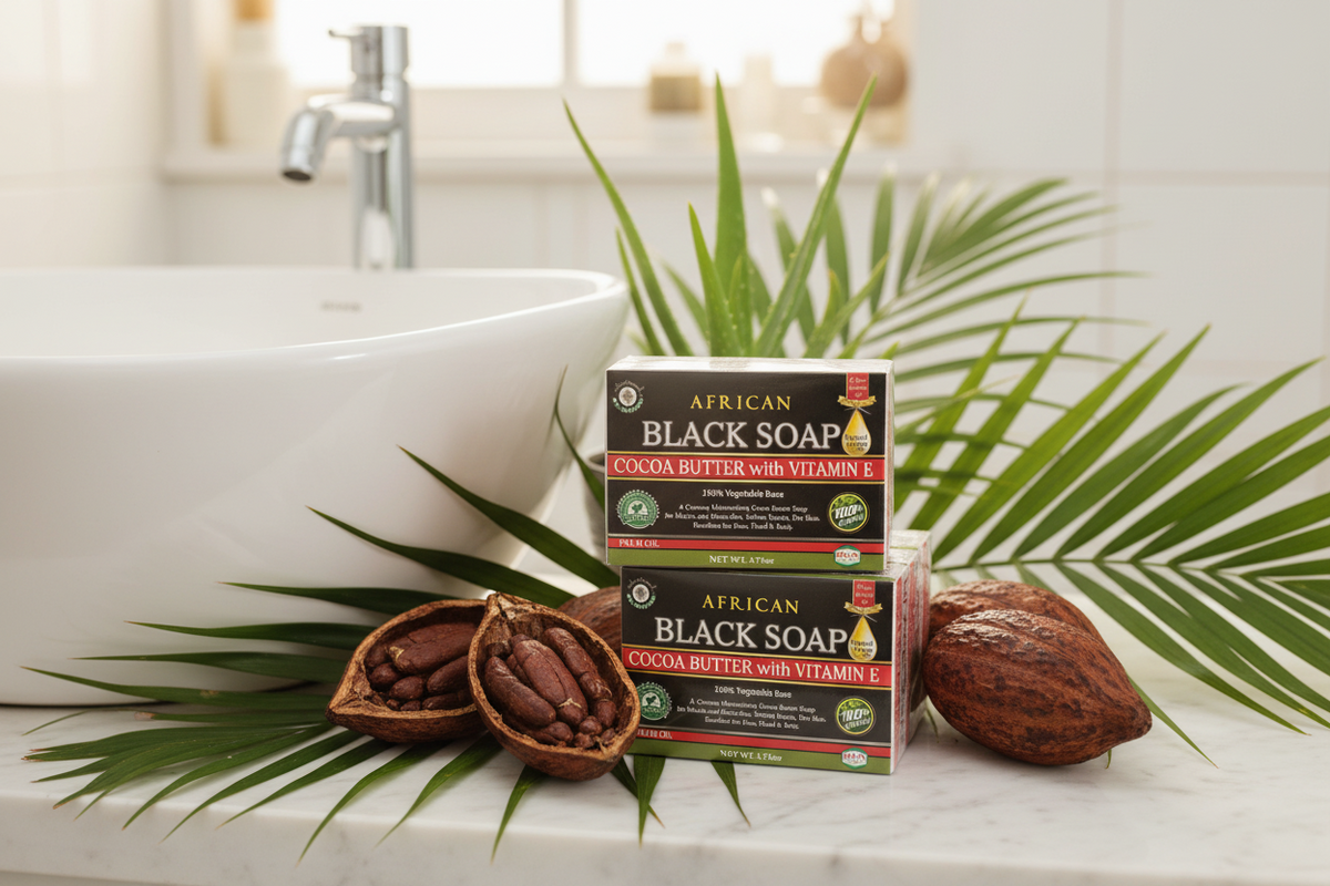 AL - RIYAN AFRICAN BLACK SOAP COCOA BUTTER 6CT SOAP BARS - SmellsPlus