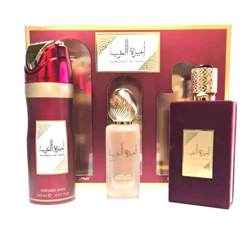 Asdaaf Ameerat Al Arab Gift Set Body Spray + Perfume 3ct