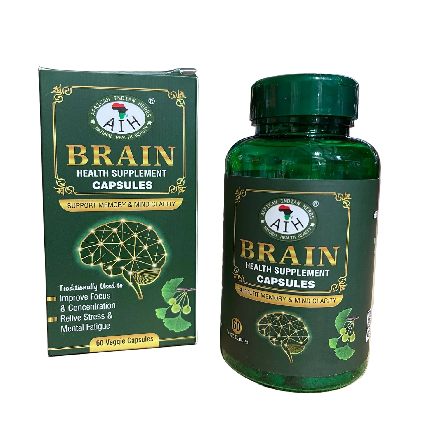 African Indian Herbs Brain Health Supplement 60ct Capsules Jar