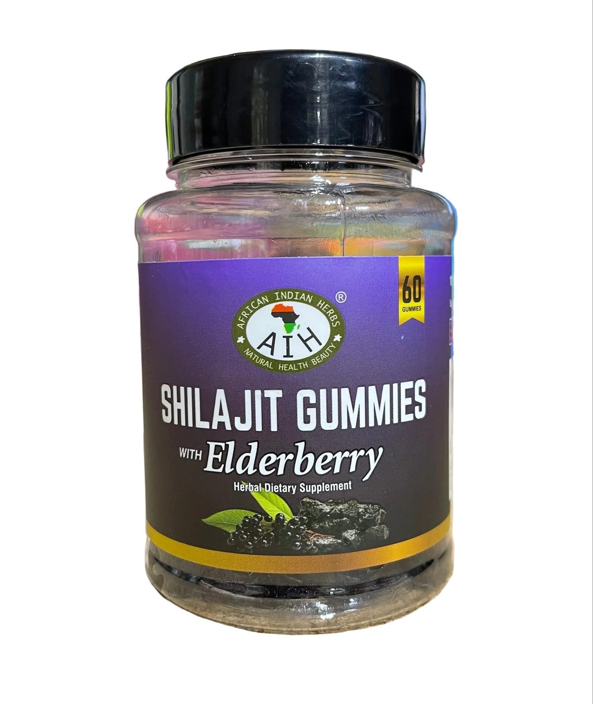 African Indian Herbs Shilajit Gummies With Elderberry 60ct Jar