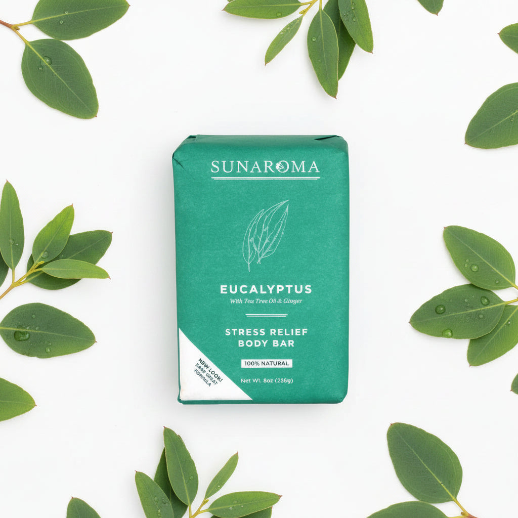 Sunaroma Stress Relief Soap Bar Single 8oz EUCALYPTUS