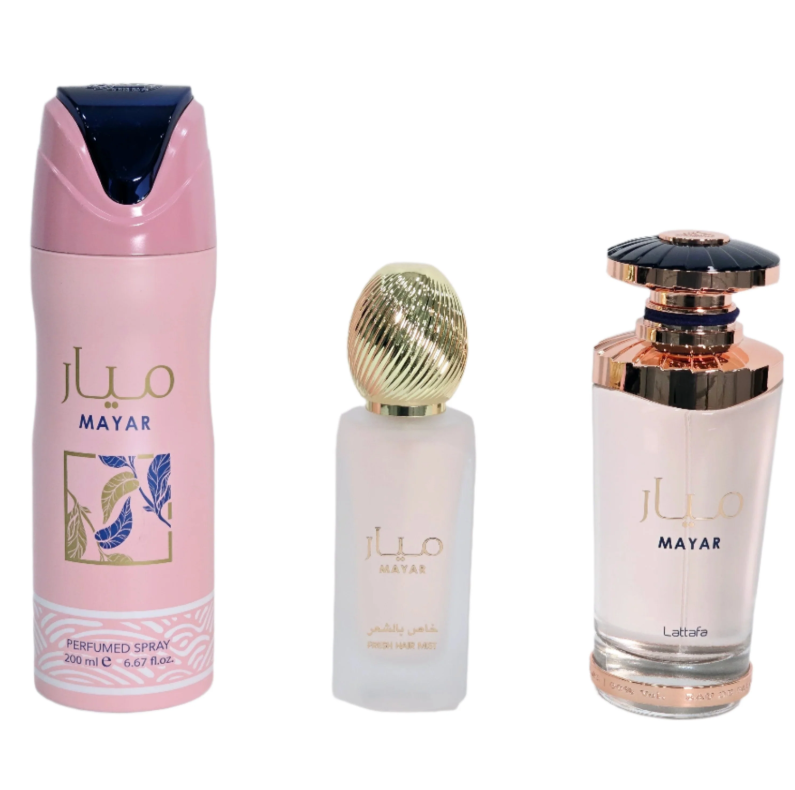 Lattafa Mayar Pink Gift Set Sprays + Perfume 3ct