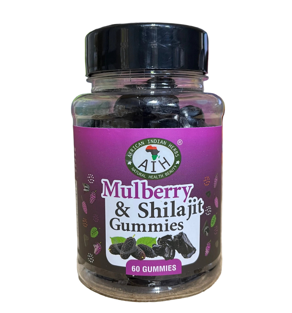 African Indian Herbs Mulberry & Shilajit Gummies 60ct Jar