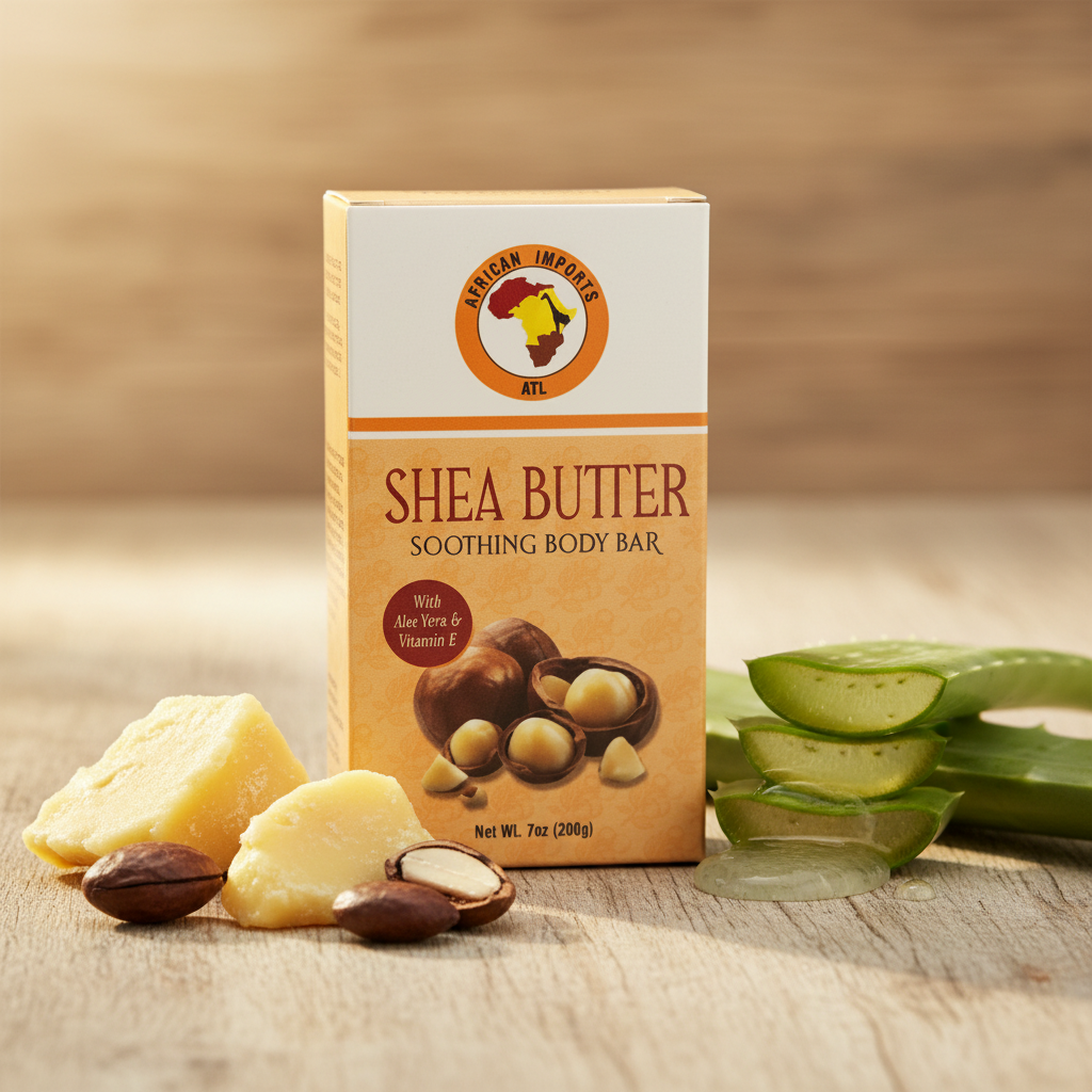 African Imports ATL SHEA BUTTER SOOTHING BODY Soap Bar 1ct