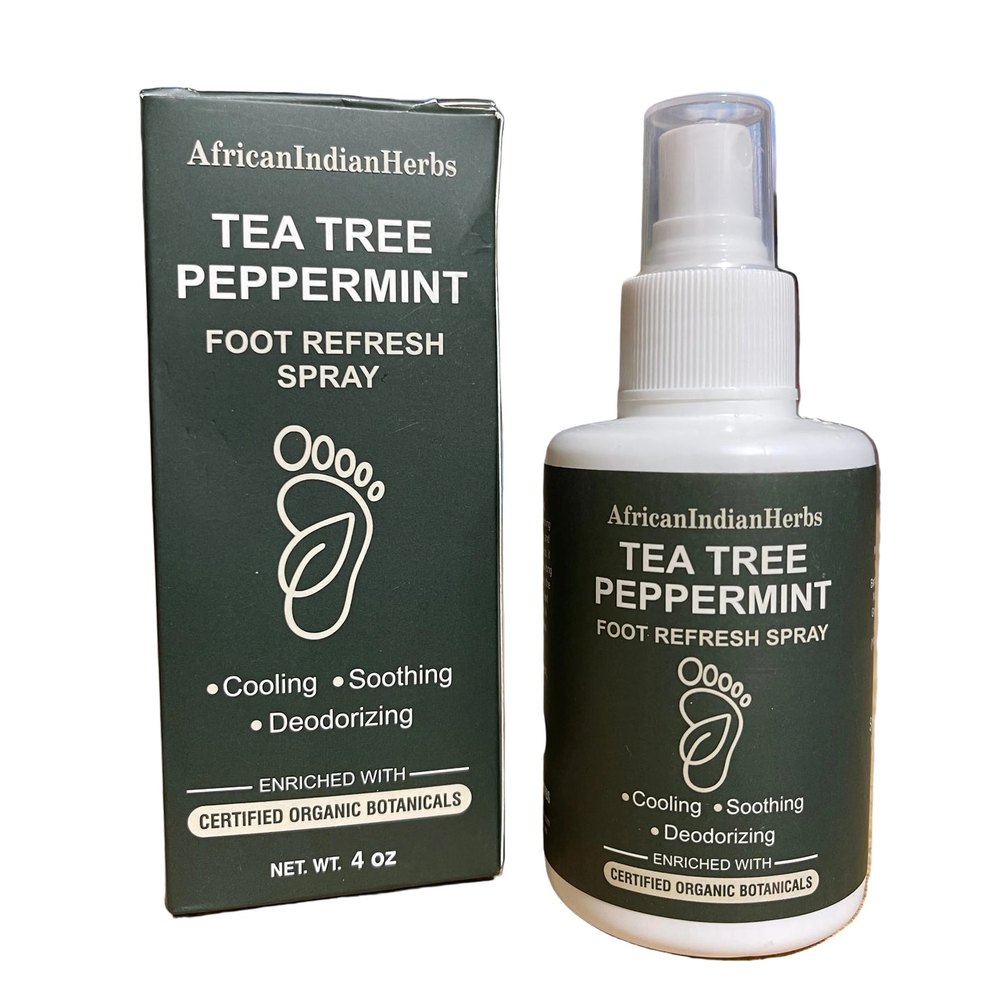 African Indian Herbs Tea Tree Peppermint Foot Refresh Spray 4floz Spray
