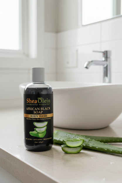 SHEA OLEIN BODY WASH 12oz BOTTLE | AFRICAN BLACK SOAP
