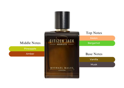 Michael Malul London Citizen Jack Absolute 100ml perfume bottle on a white background