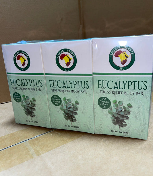 AFRICAN IMPORTS ATL EUCALYPTUS STRESS RELIEF BODY SOAP BAR 6CT