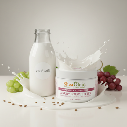 SHEA OLEIN LUXURY BODY BUTTER 12oz | GOATS MILK & GRAPE SEED