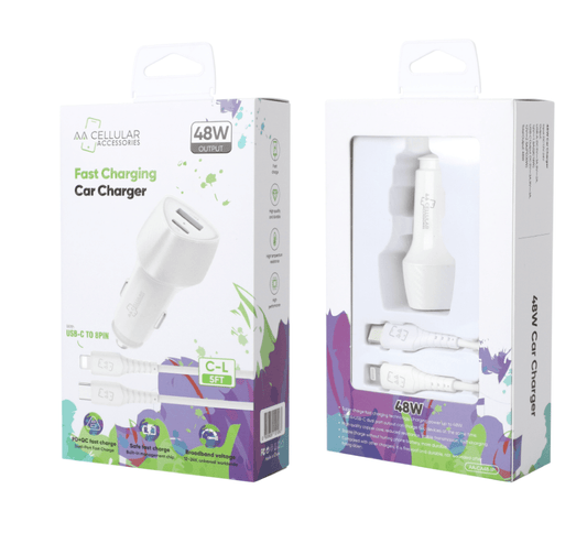 AA - CA48 - IP CAR CHARGING PORT IP TO TYPE C 5FT CABLE - SmellsPlus