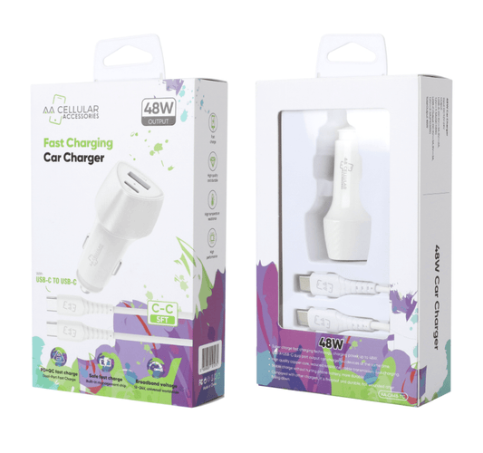 AA - CA48 - IP CAR CHARGING PORT TYPE C TO TYPE C 5FT CABLE - SmellsPlus