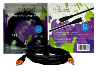 AA FAST CHARGING CABLE 4FT TYPE C TO TYPE C - SmellsPlus