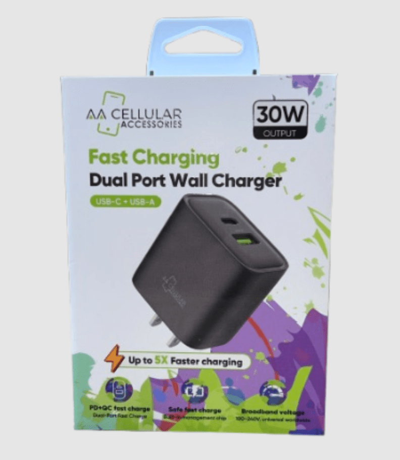 AA - Fast Charging Dual Port Wall Charger - 30W - HA30 - BLACK - SmellsPlus