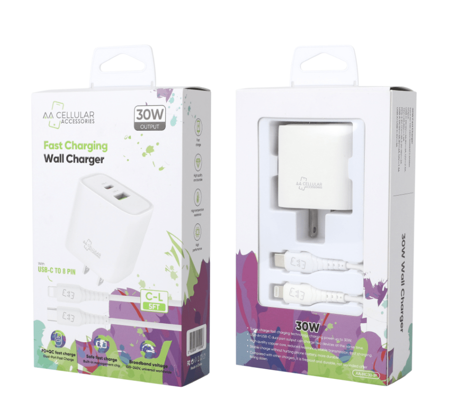 AA - HC30 - IP WALL CHARGING PORT IP TO TYPE C 5FT CABLE - SmellsPlus