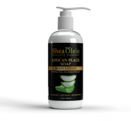 SHEA OLEIN BODY LOTION 12oz | AFRICAN BLACK SOAP