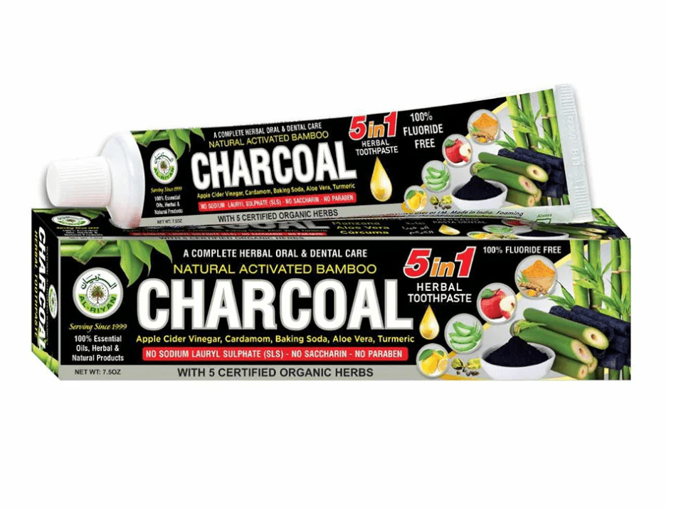 AL-RIYAN Charcoal 5 in 1 Herbal toothpaste 6ct - SmellsPlus