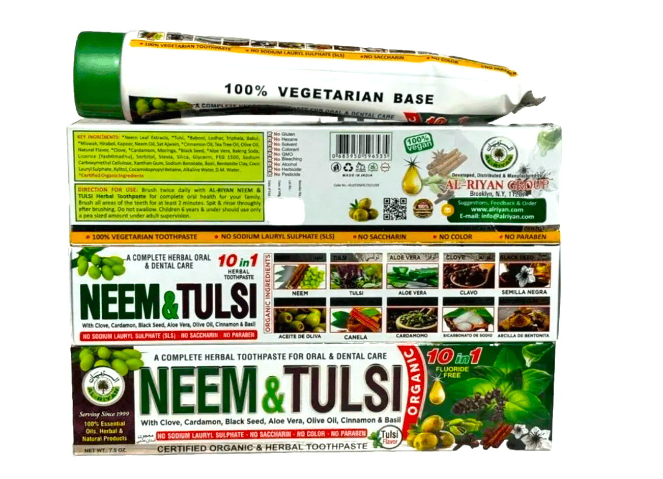 AL - RIYAN Neem & Tulsi 5 in 1 Herbal toothpaste 6ct - SmellsPlus