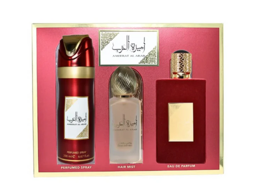 Asdaaf Ameerat Al Arab Gift Set Body Spray + Perfume 3ct
