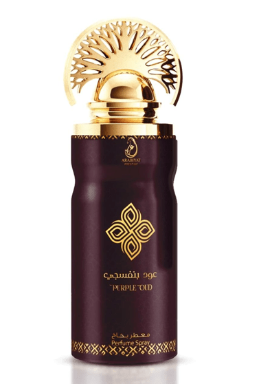ARABIYAT Purple Oud Body Spray, 200ml can – featuring elegant design and luxurious fragrance branding.