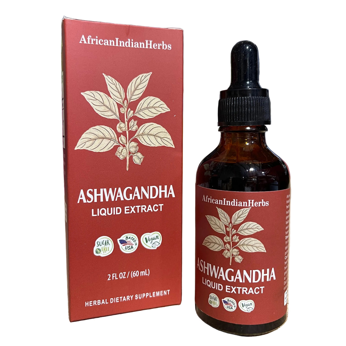 African Indian Herbs Ashwagandha Liquid Extract 2floz Bottle