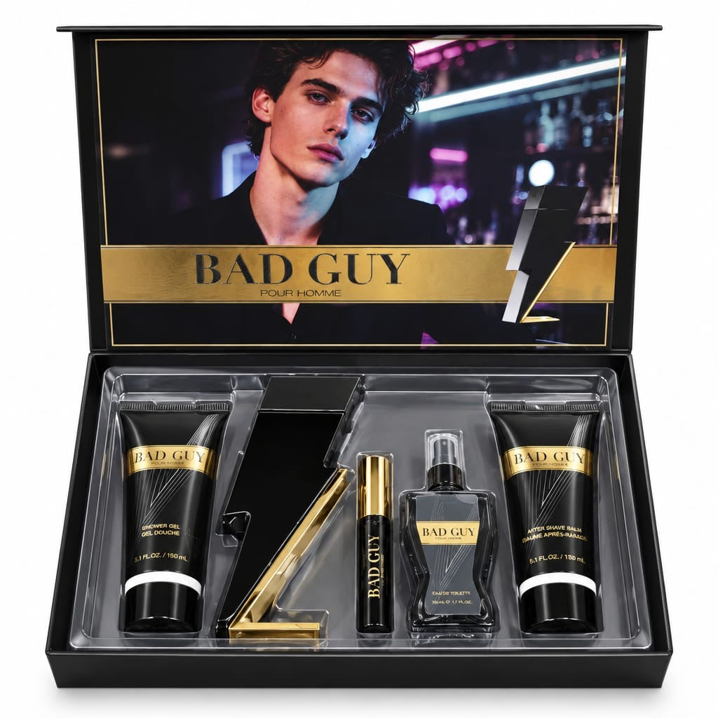 Bad Guy Pour Homme V15 open black five-piece fragrance and grooming gift box