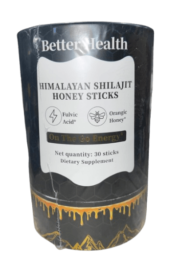 Box featuring individually packaged honey-infused Shilajit sachets for daily wellness.