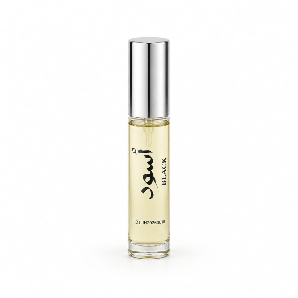 Black V13 slim fragrance spray with a silver cap