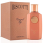 Khadlaj Biscotti Caramel Pop peach pink bottle with gold cap beside its matching box