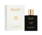 Bellavita Luxury CEO Man black 100ml perfume bottle with a gold cap and lettering beside a white box with gold print on a white background.