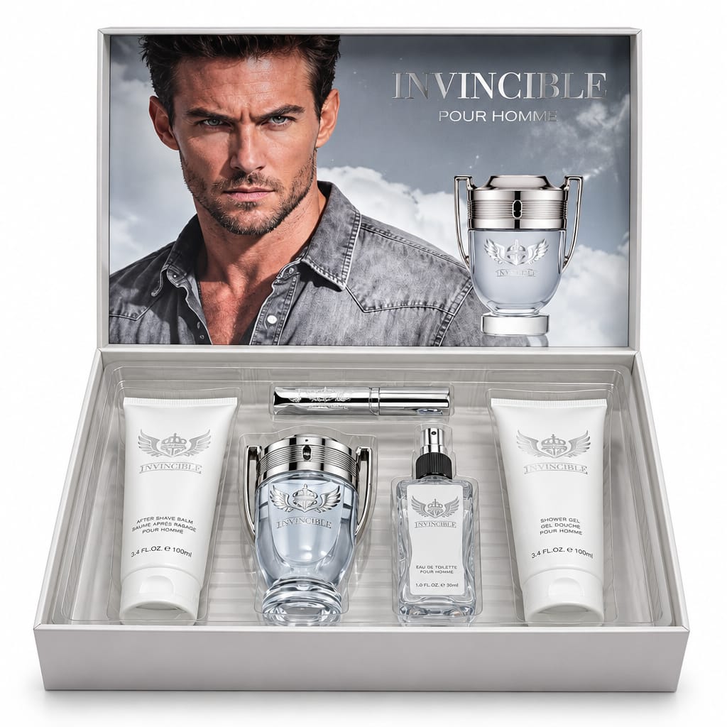 Invincible V14 open gray five-piece fragrance and grooming gift box