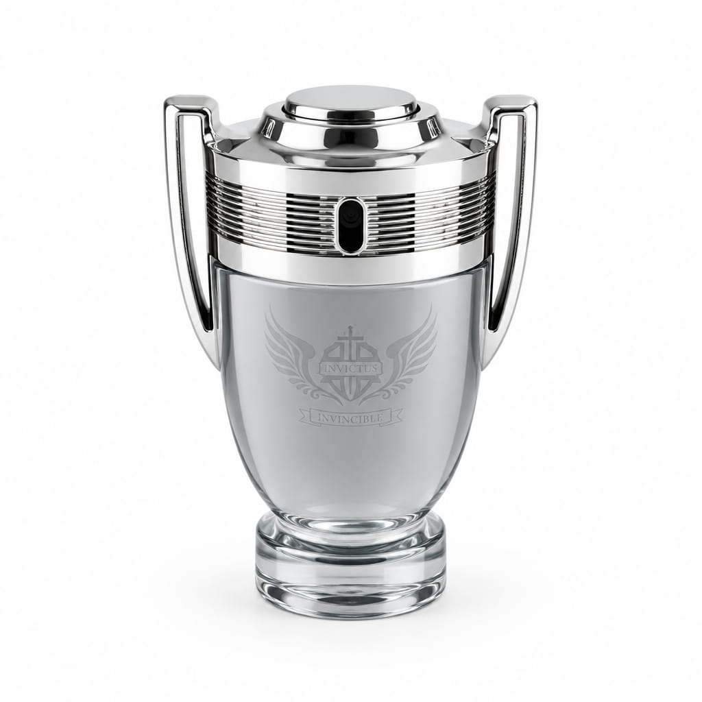 Invincible V14 silver trophy-shaped perfume bottle
