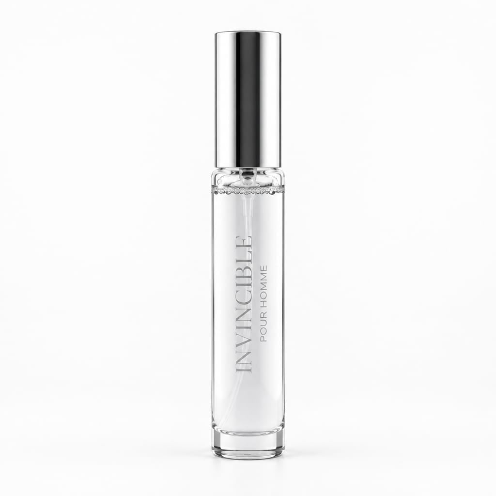 Invincible V14 slim clear fragrance spray with silver cap