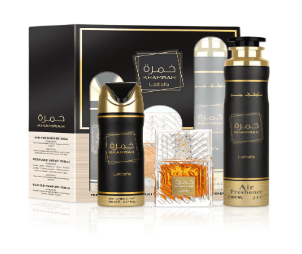 LATTAFA KHAMRAH BLACK GIFT SET SPRAYS + PERFUME 3CT - SmellsPlus