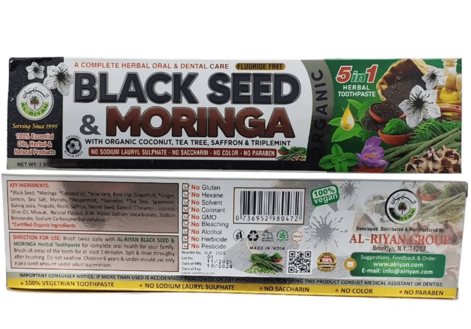 Al-Riyan Black Seed & Moringa 5 in 1 herbal toothpaste 1ct Single
