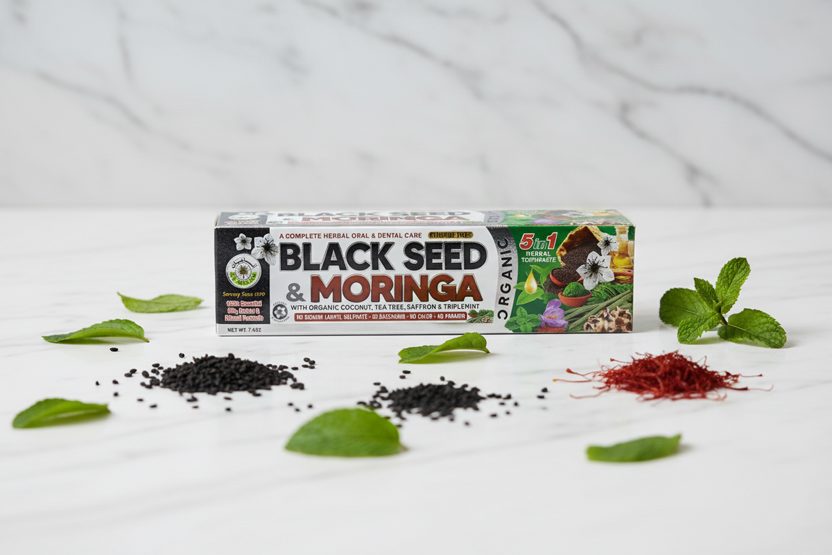 Al-Riyan Black Seed & Moringa 5 in 1 herbal toothpaste 1ct Single