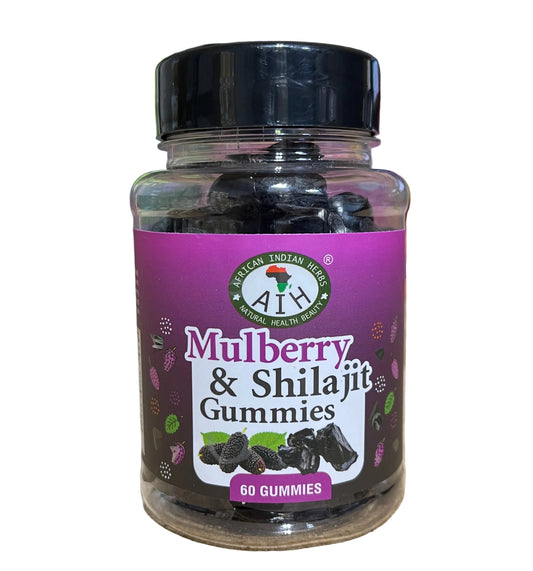 African Indian Herbs Mulberry & Shilajit Gummies 60ct Jar