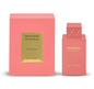Swiss Arabian Shaghaf Nectar Blush coral-pink rectangular bottle with embossed square cap and gold lettering, beside its matching coral box with gold plaque on white.