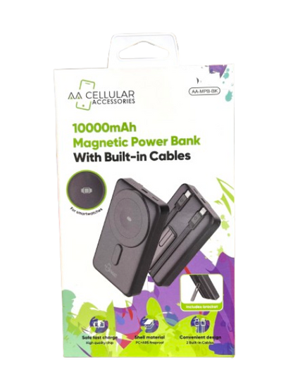 AA-MPB-BK 4in1 Magnetic Wireless Power Bank Built in Cables
