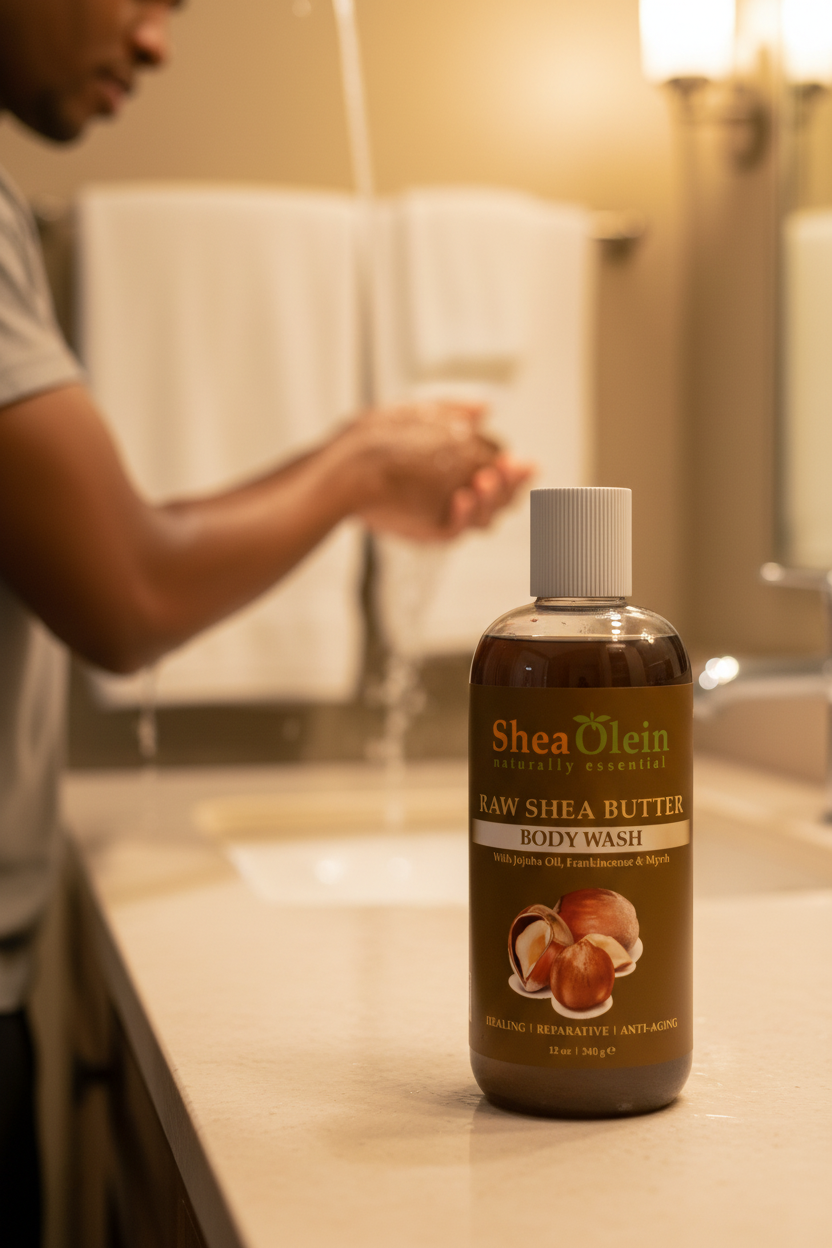 SHEA OLEIN BODY WASH 12oz BOTTLE | RAW SHEA BUTTER