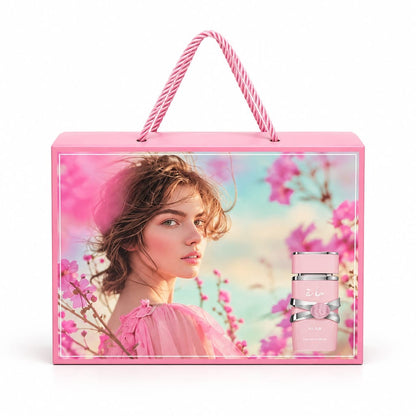 Sara V9 closed pink gift box with a rope handle