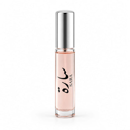 Sara V9 slim fragrance spray with a silver cap