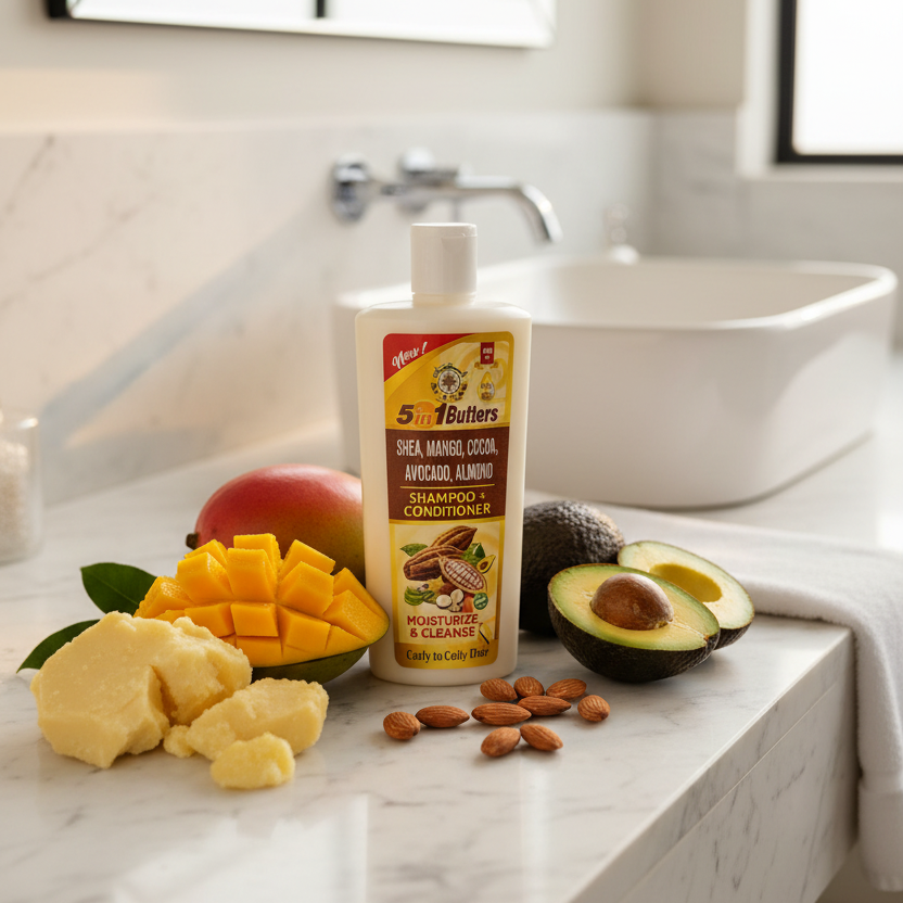 AL-RIYAN Organic Shea, Mango, Cocoa, Avocado and Almond Butter Shampoo + Conditioner 13oz