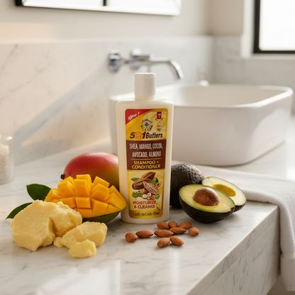 AL-RIYAN Organic Shea, Mango, Cocoa, Avocado and Almond Butter Shampoo + Conditioner 13oz