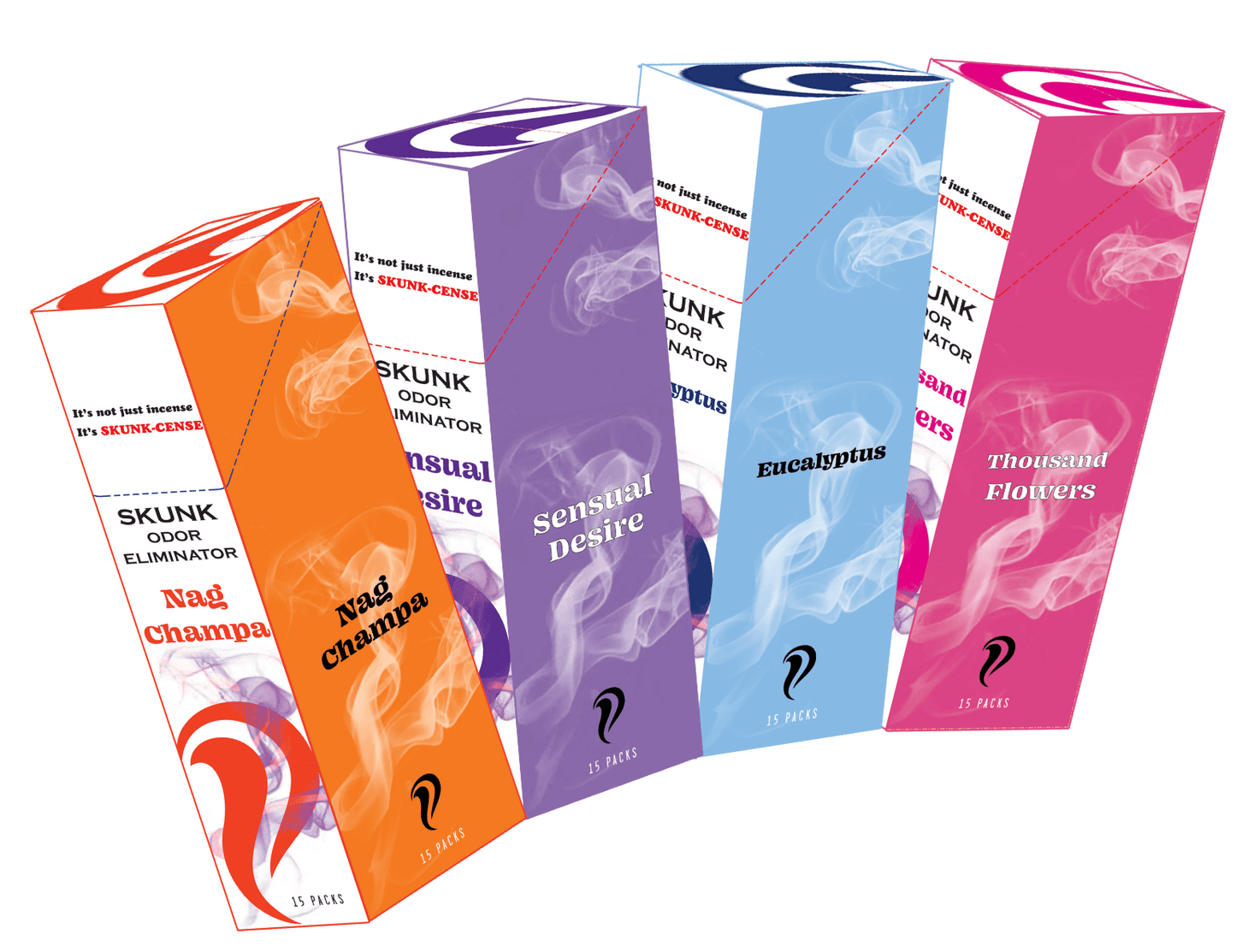 Skunk Odor Eliminator Long Incense 15pack display - SmellsPlus