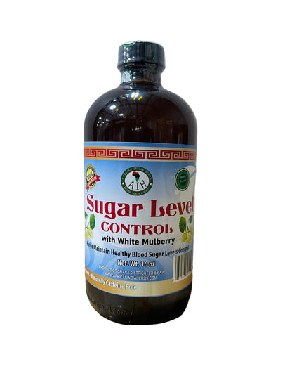 African Indian Herbs Sugar Level Control with White Mulberry bottle with white Sugar Level Control label