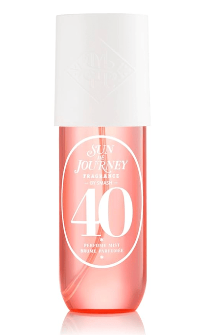 Bottle of Sol de Janeiro Cheirosa 40 Hair & Body Mist, with notes of black amber plum, jasmine, orchid, vanilla woods, & musk