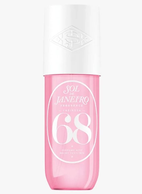 Bottle of Sol de Janeiro Cheirosa 68 Hair & Body Mist, w/ notes of Brazilian jasmine, pink dragonfruit, ocean air, hibiscus, & sun musk.